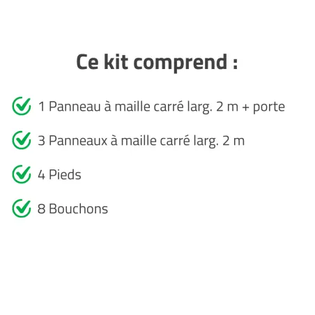 Chenil modulaire 2m avec porte - Kit complet acier
