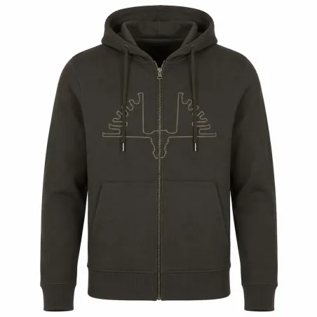 Sweat capuche Ultra full zip coton vert kaki S-2XL