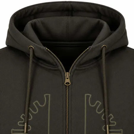 Sweat capuche Ultra full zip coton vert kaki S-2XL