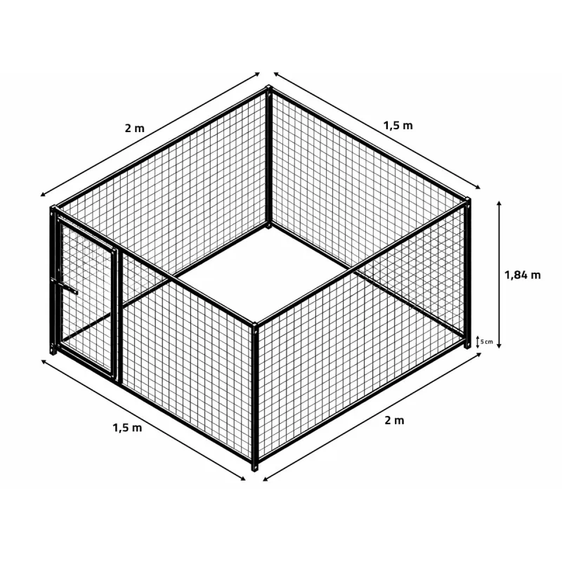 Kit chenil acier inox mailles 5x5 cm 1,50m et 2m