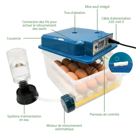 Couveuse Couvitech SP-16 pour 16 œufs automatiques