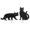 Lot de 2 épouvantails chats métal noir pour jardin