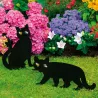 Lot de 2 épouvantails chats métal noir pour jardin