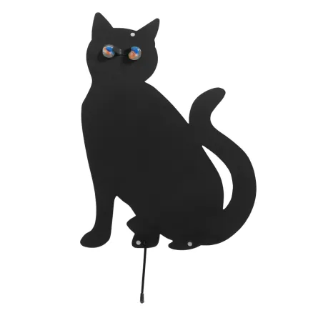 Lot de 2 épouvantails chats métal noir pour jardin