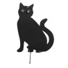 Lot de 2 épouvantails chats métal noir pour jardin