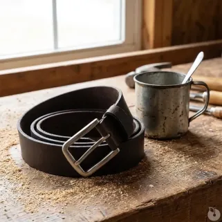 Ceinture cuir pleine fleur marron 130 cm - robuste et élégante