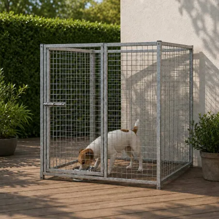 Chenil acier 1,5x1,5 m avec porte - Kit complet sécurisé