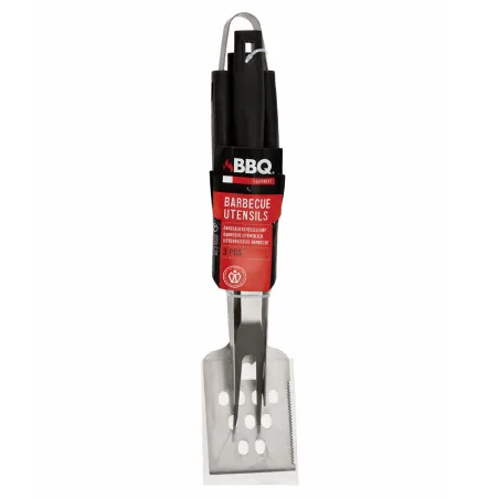 Set 3 outils barbecue inox - Spatule, fourchette, pince