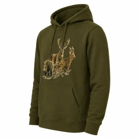 Sweat capuche kaki Bartavel® scène grands animaux