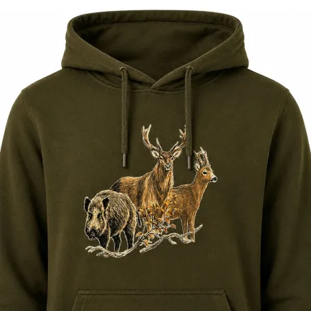 Sweat capuche kaki Bartavel® scène grands animaux
