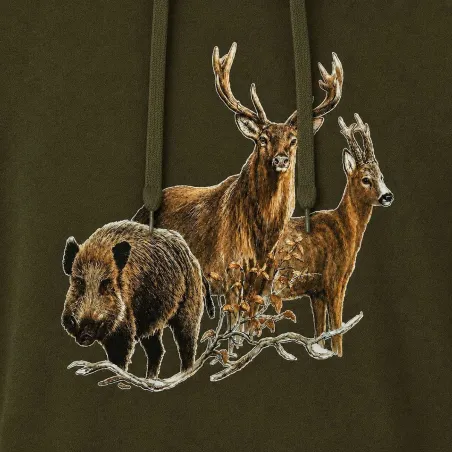 Sweat capuche kaki Bartavel® scène grands animaux