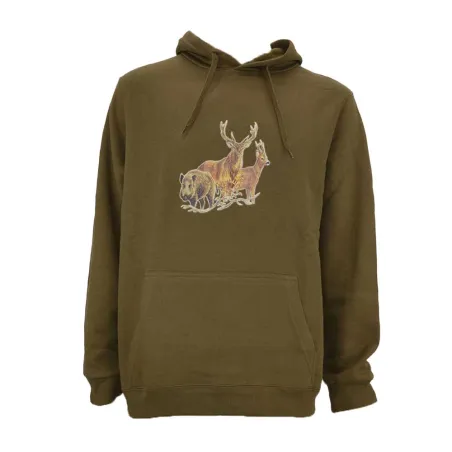 Sweat capuche kaki Bartavel® scène grands animaux