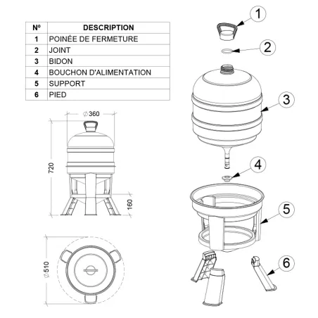 Abreuvoir siphon 30L sur pieds - Eau fraîche pour volailles