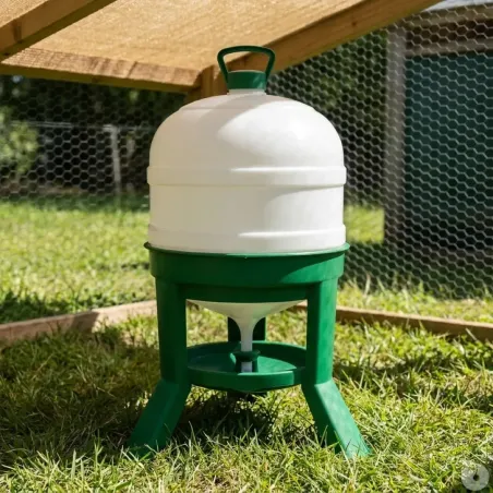 Abreuvoir siphon 30L sur pieds - Eau fraîche pour volailles