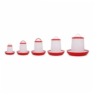 Mangeoire volailles 3 kg - Rouge/blanc - Poignée intégrée