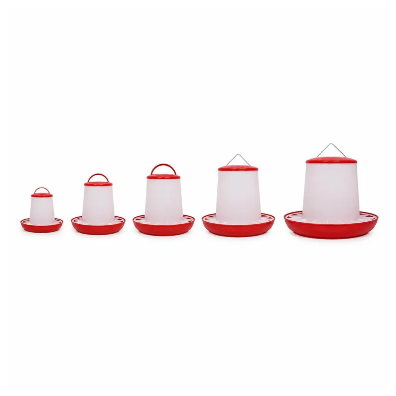 Mangeoire volailles 3 kg - Rouge/blanc - Poignée intégrée