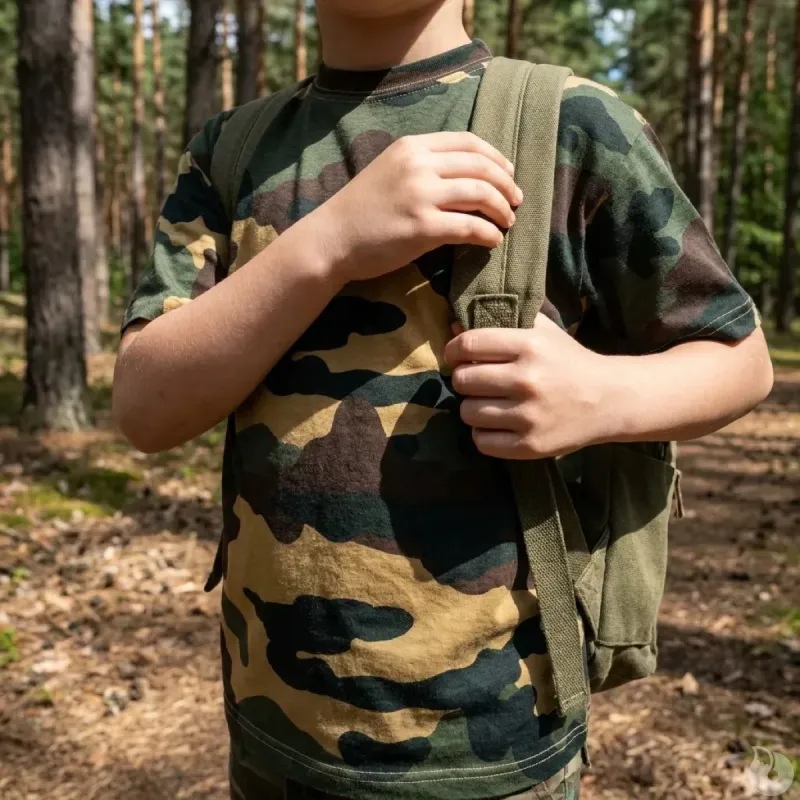 T-shirt enfant camo 100% coton - 4 à 14 ans - Kaki ou CE