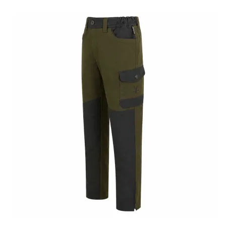 Fuseau chasse enfant kaki en polyester et coton