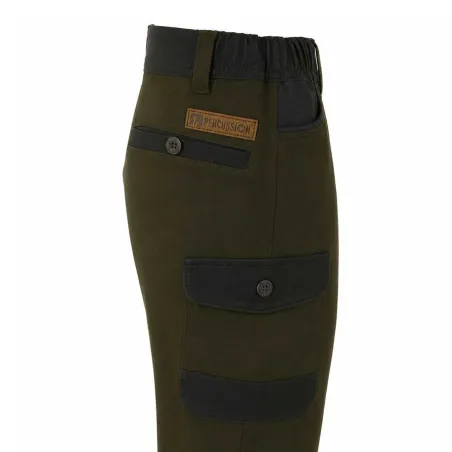 Fuseau chasse enfant kaki en polyester et coton