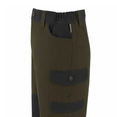 Fuseau chasse enfant kaki en polyester et coton