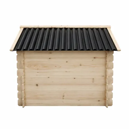 Niche chien en bois toit type chalet madrier toit PVC taille M : 86 x 76 x 70 cm