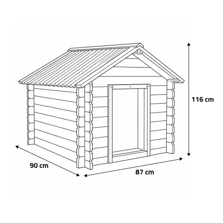 Niche chien en bois toit type chalet madrier toit PVC taille L 116 x 87 x 90 cm 