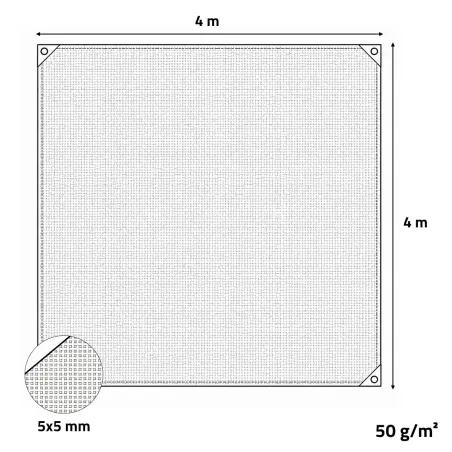 Filet récolte 4x4m - Maille 5mm PEHD résistant et léger