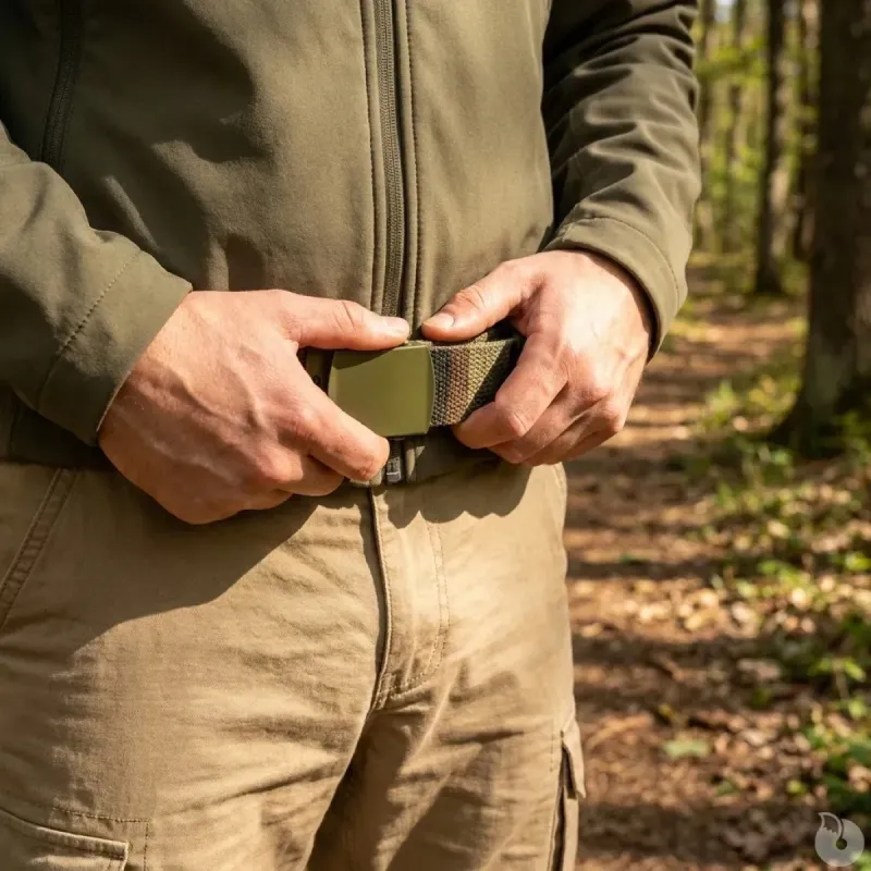 Ceinture toile US 130 cm Percussion® - Réglable kaki/noir/camo
