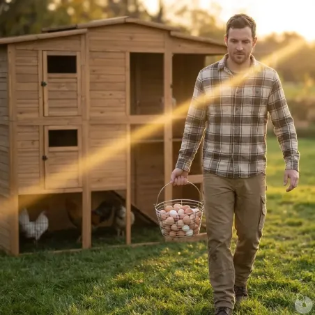 Poulailler bois 2 niveaux 10-15 poules 222x115x200 cm