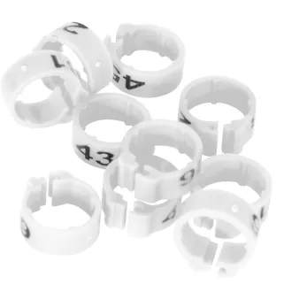 Bagues pigeon laser indélébiles numérotées 1-25 - Blanc 9mm