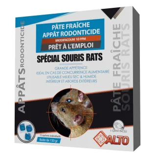 Pâte fraîche ALTO anti-rongeurs 150g brodifacoum