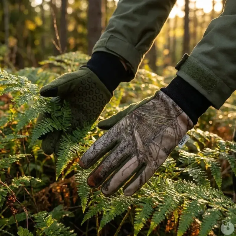 Gants déperlants anti-glisse camo kaki tailles 8/9