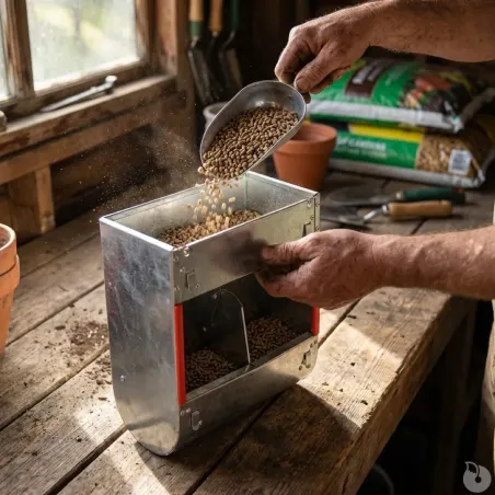 Mangeoires lapins trémie 2 cases - Lot de 10 en acier