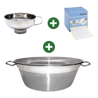 Kit confitures : bassine + entonnoir + 500 étiquettes