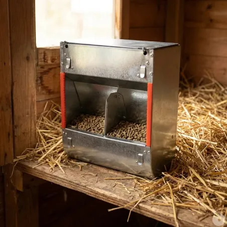 Mangeoires lapins trémie 2 cases - Lot de 10 en acier