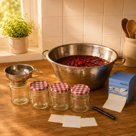 Kit confitures : bassine + entonnoir + 500 étiquettes