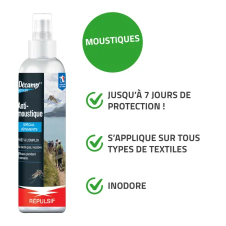 Spray anti-moustiques textile 7j - 125ml Décamp'® Radical