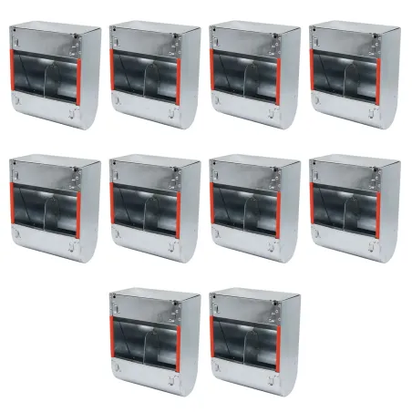 Mangeoires lapins trémie 2 cases - Lot de 10 en acier