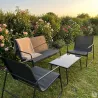 Salon de jardin relax 4 pièces acier & textilène