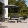 Salon de jardin relax 4 pièces acier & textilène