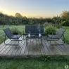 Salon de jardin relax 4 pièces acier & textilène