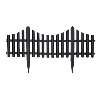 Lot de 6 clôtures jardin noires 60x32 cm en PP mat