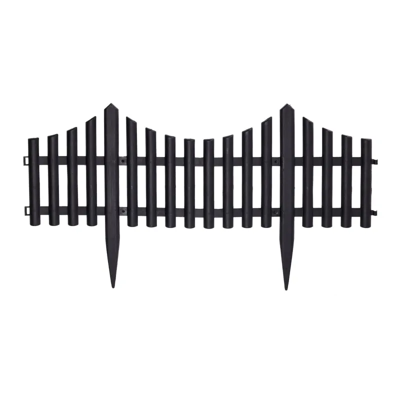 Lot de 6 clôtures jardin noires 60x32 cm en PP mat