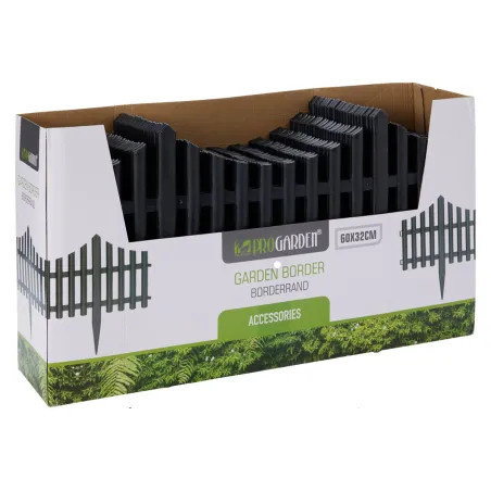 Lot de 6 clôtures jardin noires 60x32 cm en PP mat