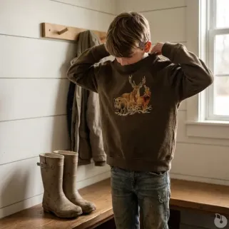 Sweat enfant kaki motifs grands animaux 6-14 ans