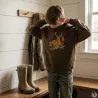 Sweat enfant kaki motifs grands animaux 6-14 ans