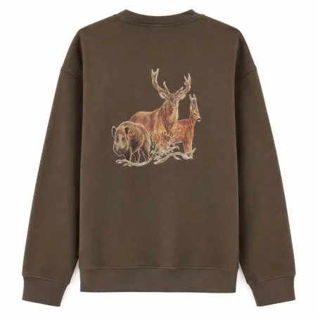 Sweat enfant kaki motifs grands animaux 6-14 ans