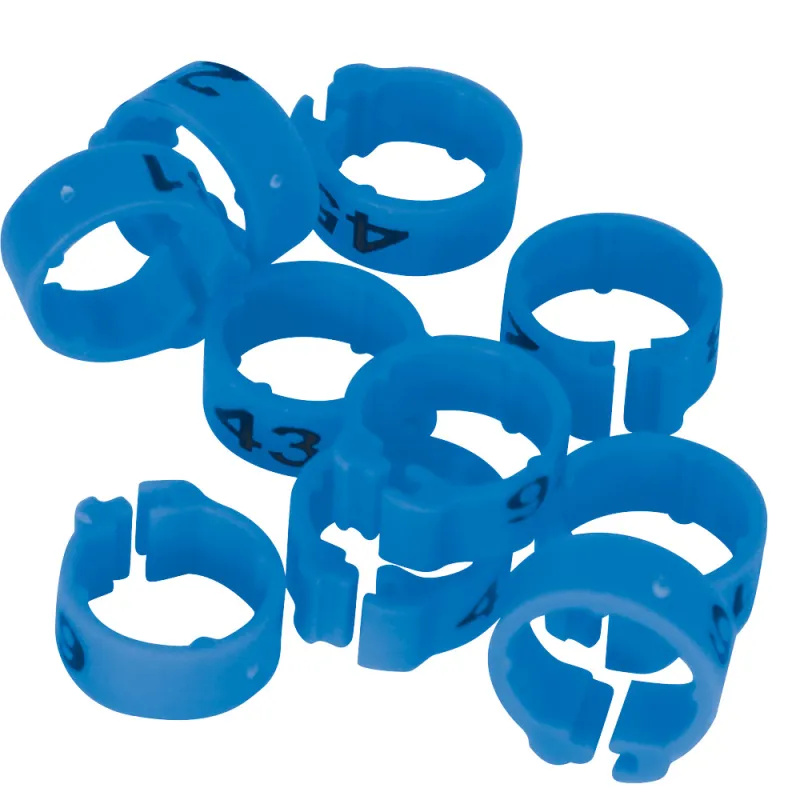 Bagues pigeon numérotées 1-25 bleu - Marquage laser indélébile