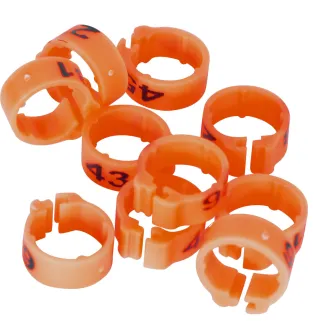 Bagues pigeon laser indélébile numérotées 1-25 orange