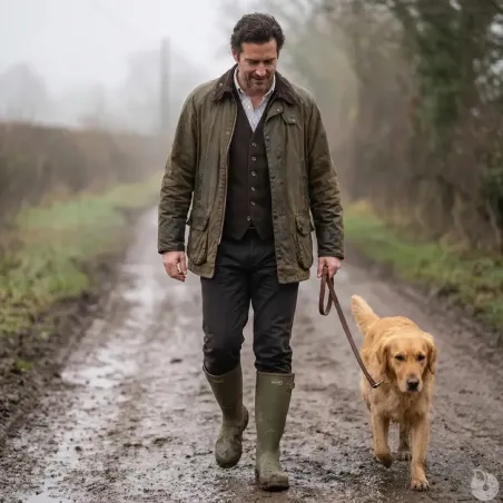 Blouson chasse Amersham Waist Vert - Walker & Hawkes
